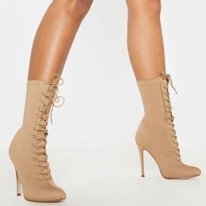 Pretty Little Thing Lace-up Sock Boots